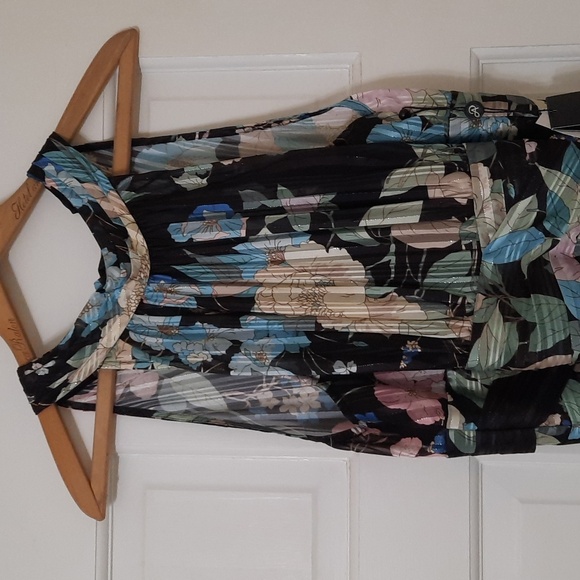 Adrianna Papell Floral Maxi Dress - Black and Blue - Picture 2 of 16